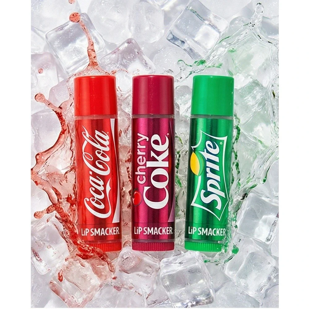 Coca-Cola Lip Smacker Lip Balm Trio in Red Egg Case Classic Cherry Sprite 0.42oz